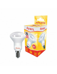 Светодиодная LED лампа R50 AL 7w 220В E14 3000К Sokol