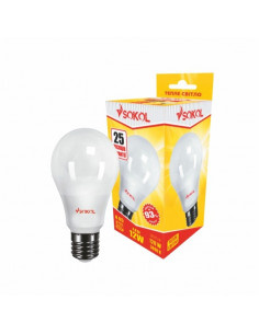 Светодиодная LED лампа A65 12w 220В E27 3000К Sokol