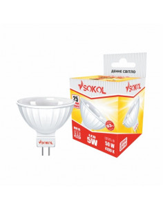 Светодиодная LED лампа MR16 5w 220В 18 SMD G5.3 4100К Sokol