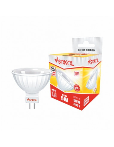 Светодиодная LED лампа MR16 5w 12В 18 SMD G5.3 4100К Sokol