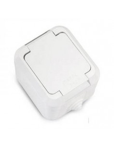 Розетка Makel с заземлением и крышкой белый IP44