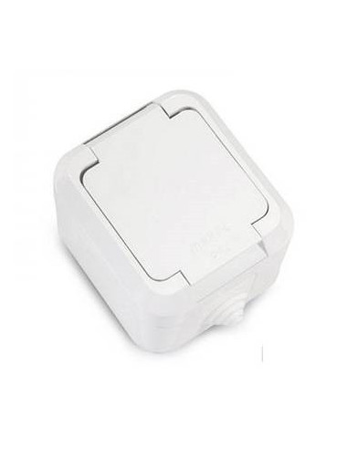 Розетка Makel с заземлением и крышкой белый IP44