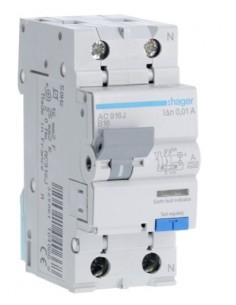 Дифавтомат HAGER 2-п AC916J B 16A 10mA 6KA