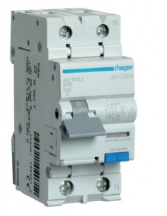Дифавтомат HAGER 2-п AD916J B 16A 30mA 6KA