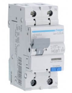 Дифавтомат HAGER 2-п AD920J B 20A 30mA 6KA