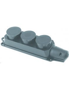 Розетка тройная монофазная 1х16А каучук блак загл FAR (F100)