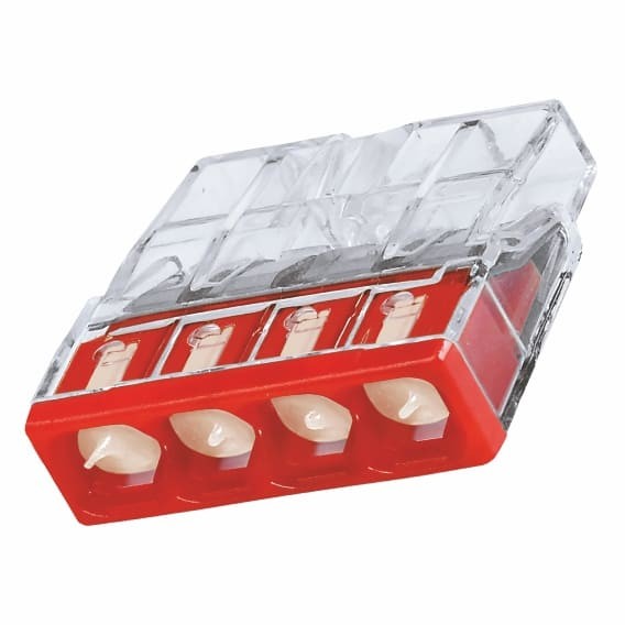Клемма COMPACT для распад коробок 4X2,5, прозрачная/красная с пастой, 2273-244 WAGO