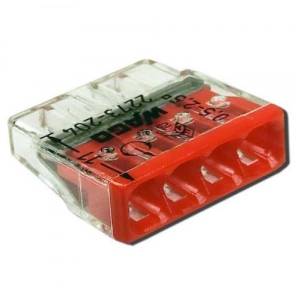Клемма COMPACT для распад коробок 4X2,5, прозрачная/красная, без пасти, 2273-204, WAGO(100)