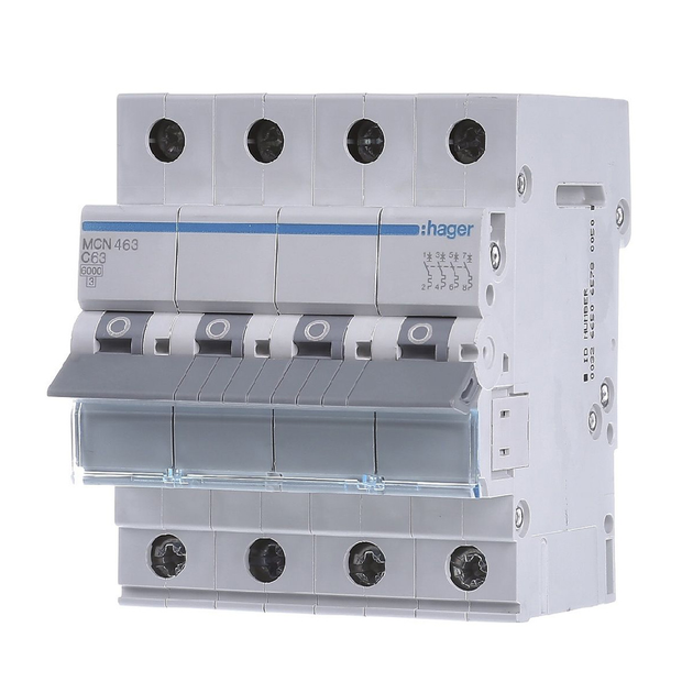Автоматический выключатель MCN463 4P 6 кА C-63A 4M HAGER