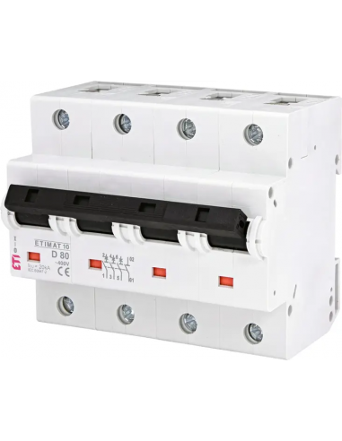 Авт. выключатель ETIMAT 10 3p+N D 80A (20 kA)