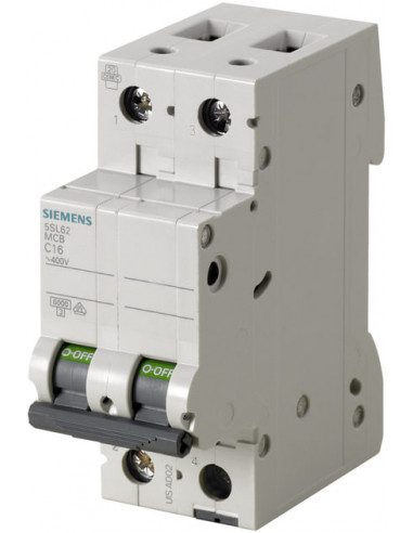 АВТОМАТ ЗАЩИТЫ SIEMENS 400V 6KA, 2-ПОЛ.,C, 16A
