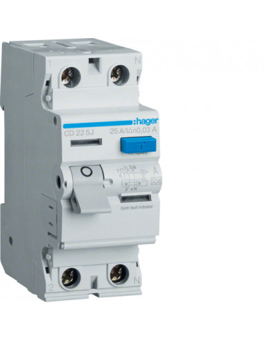 Устройство защитного отключения Hager 2P 25A 30mA А CD225J