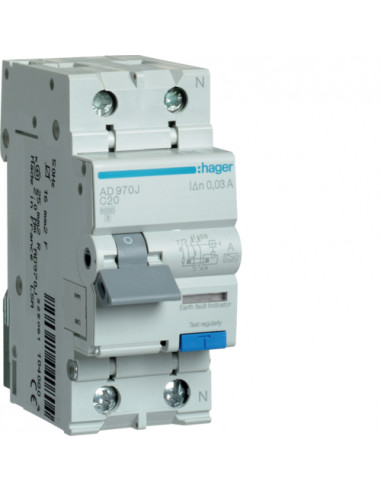 Устройство защитного отключения 2P С 32A 6 кA 30mA AD982J Hager