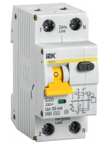 Автоматический выключатель диф. тока АВДТ32 C20 30мА IEK