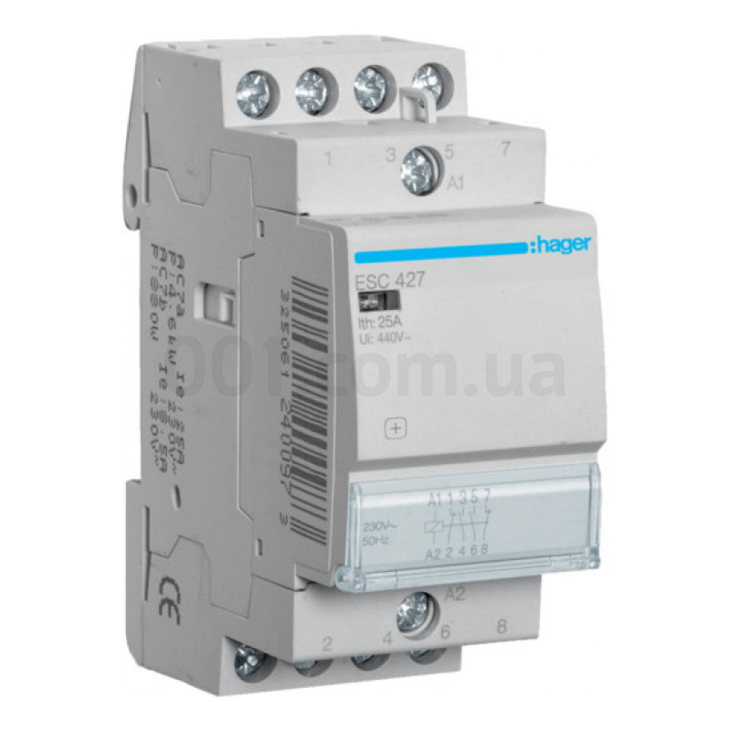 ESC427 Контактор 230В HAGER 25А, 2НВ+2НЗ, 2п