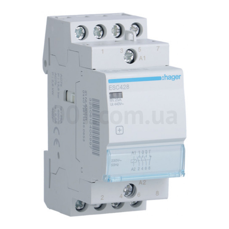 ESC428 Контактор 230В HAGER 25A, 3НВ+1НЗ, 2п
