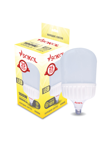 Світлодіодна лампа T140 100W 220V E27, 6500K, TM "SOKOL"