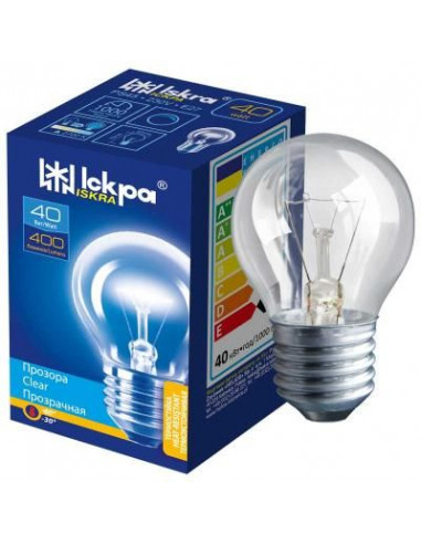 Лампа накаливания Искра  40W E27 шар прозрачный