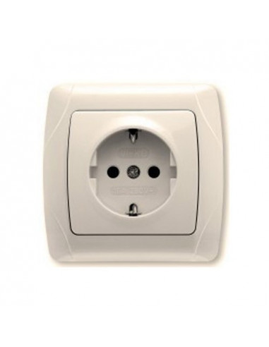 Розетка c заземлением крем глянцевая IP20 VIKO Carmen 90562008