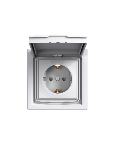 Розетка с заземлением с крышкой белая IP44 Schneider Asfora EPH3100321