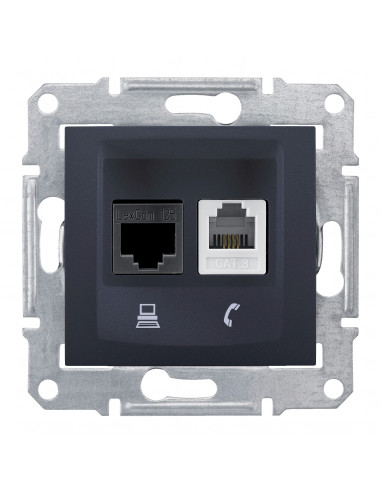 Розетка Schneider Sedna компьютерная + TF графит SDN5100170