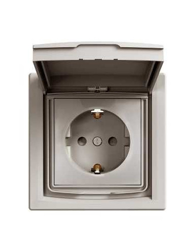 Розетка с заземлением с крышкой бронза Schneider Asfora EPH3100169