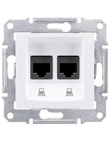 Розетка Schneider Sedna компьютерная двойная RJ45 STP белая SDN5000121