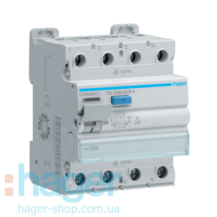 УЗО 4P 10kA 100A 30mA Хагер