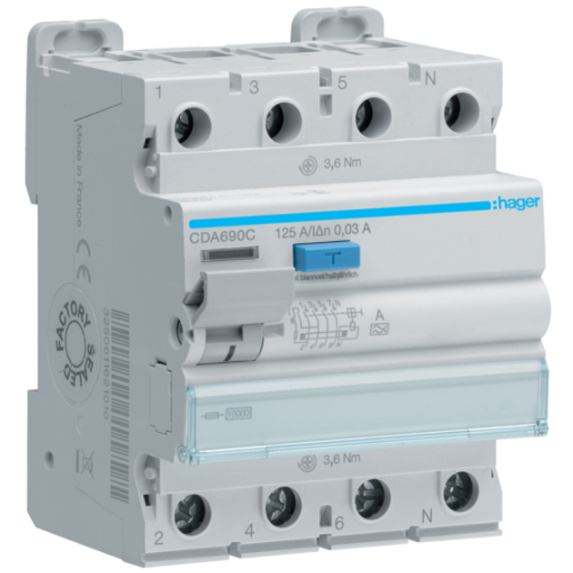 УЗО 4P 10kA 125A 30mA Хагер