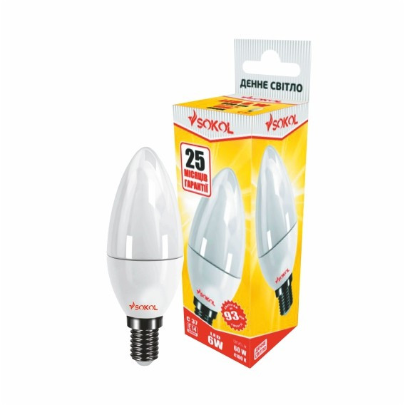 LED лампа свеча 8.0W 220В E14 4100К, SOKOL
