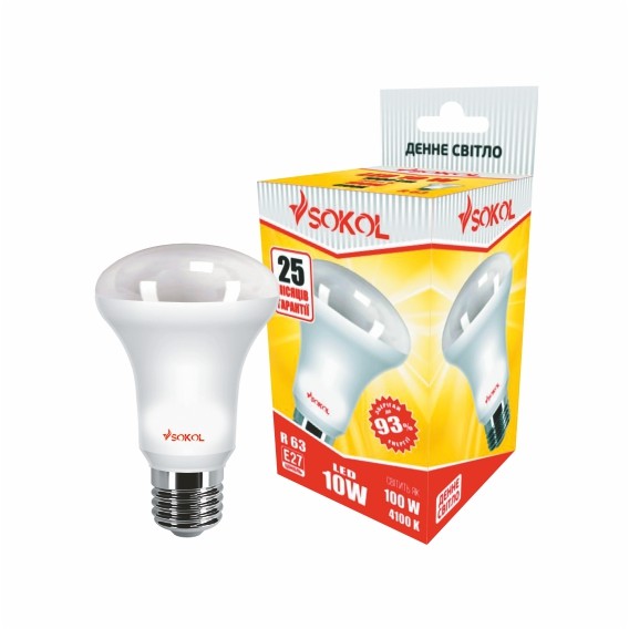 LED лампа R63 AL 10.0W 220В E27 4100К, SOKOL