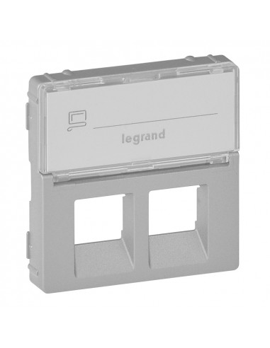 Накладка для розетки RJ11+RJ45 Legrand Valena-L Алюминий с держателем маркировки