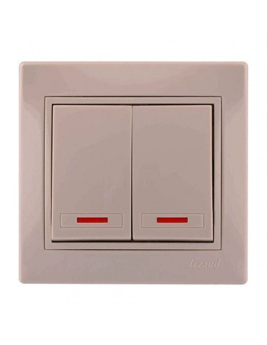 Выключатель двойной с подсветкой Lezard MIRA 701-0303-112 цвет кремовый