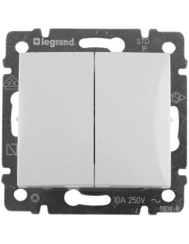 Выключатель двухклавишный Legrand Valena белый 774405