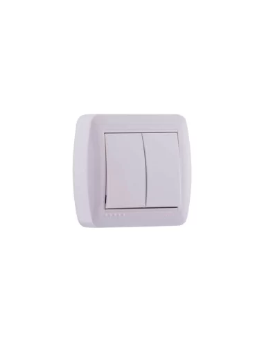 Выключатель двухклавишный 711-0200-101 DEMET белый