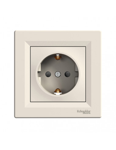Розетка с заземлением и з/шторами IP20 Schneider ASFORA ЕРН2900223