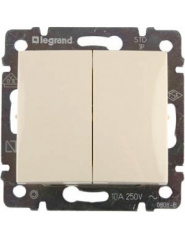Переключатель проходной двухклавишный слоновая кость Legrand Valena 774308