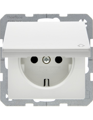 Розетка с крішкой 16А/250В, пол.белизна, Q.x 47436089