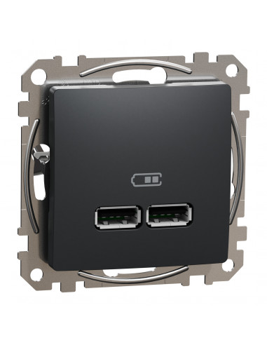 SDD114401 USB розетка тип A+A 2,1A Черный Sedna Design