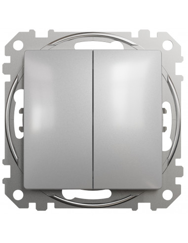 Двухклавишный выключатель 10А-250В, Алюминий, Sedna Design SDD113105