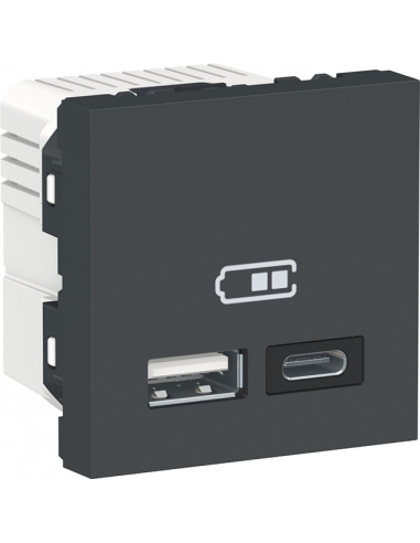 NU301854 Двойная USB розетка A+C антрацит