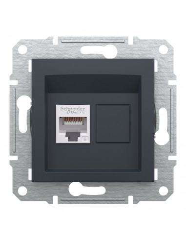 Розетка комп. RJ45 кат.6е UTP, антрацит, Asfora