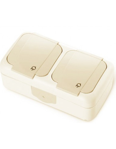 Розетка двойная с заземлением горизонтальная  IP44 Viko PALMIYE 90555688