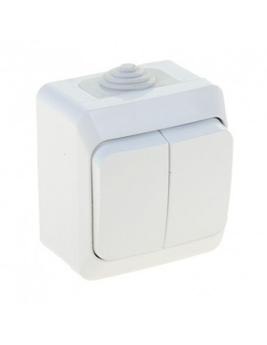 36064003 Выключатель 2кл. IP55 Плюс, белый MAKEL