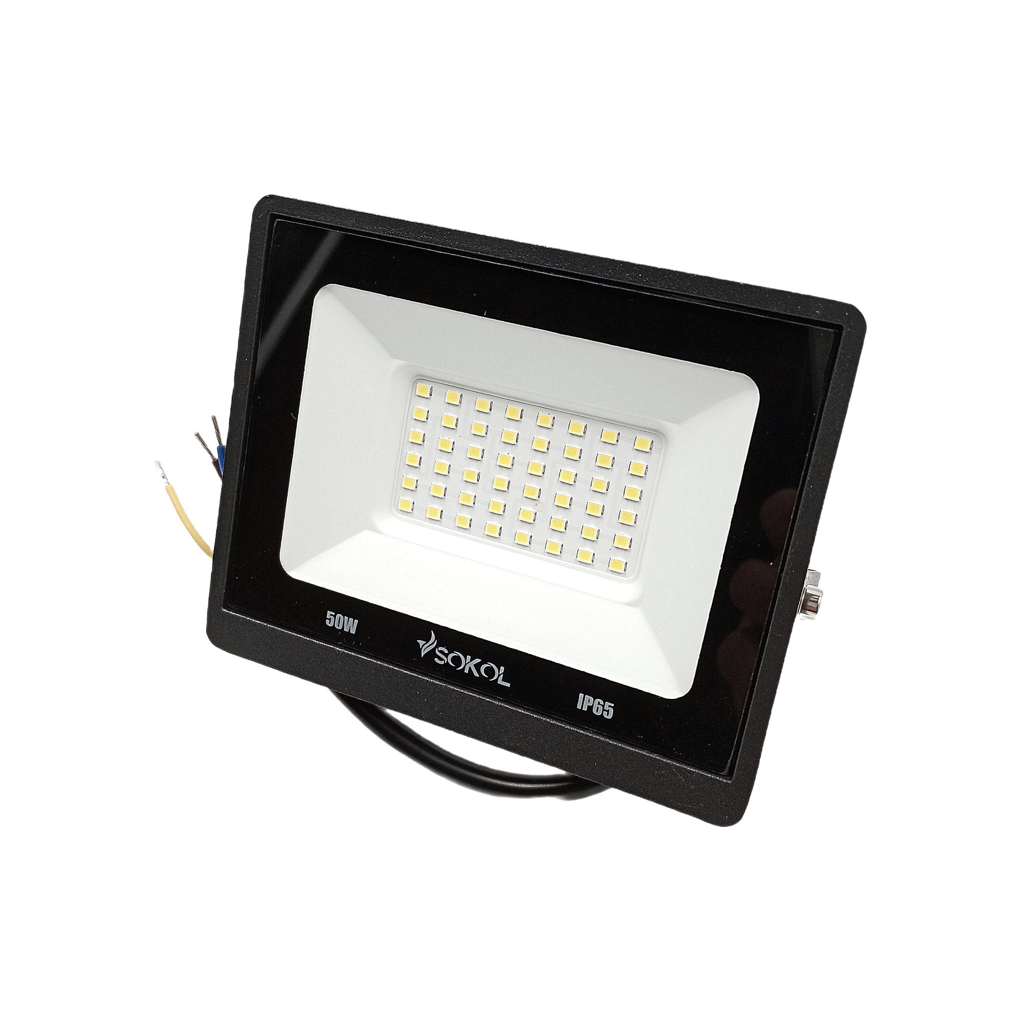 Прожектор LED-SLТ-50W 220В 3500lm 6500K SOKOL алюминиевый корпус, каленое стекло (20)