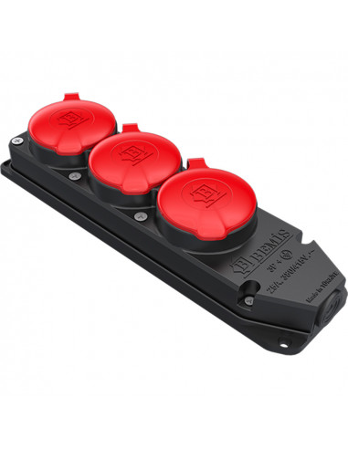 Розетка трёхфазная с крышками 3х25А каучук IP55 Bemis BK6-2504-4615