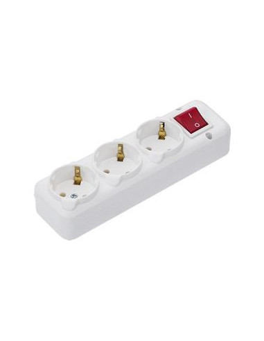 Колодка с выключателем 3 гнезда 16А с заземлением белая Ne-Ad 3014-КА