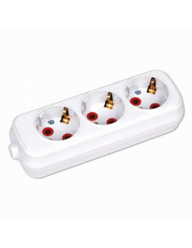 Колодка 3 гнезда, с заземлением, ТМ: EMP, Цвет: Белый, 250V/16A