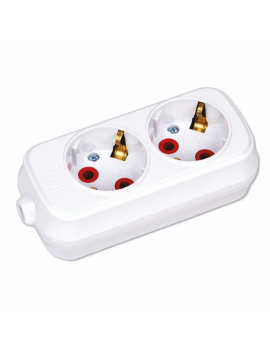 Колодка 2 гнезда, с заземлением, ТМ: EMP, Цвет: Белый, 250V/16A