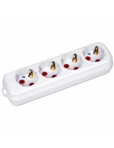 Колодка 4 гнезда, с заземлением, ТМ: EMP, Цвет: Белый, 250V/16A